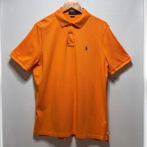 Polo Ralph Lauren Shirt Men Large Orange Golf Short Sleeve Collared Cotton EUC